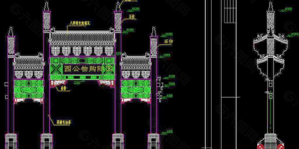 中式构造 牌楼建筑设计方案图