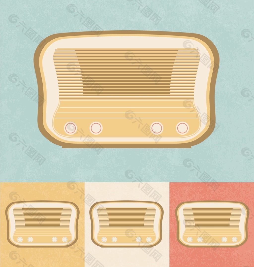 复古的图标-旧收音机