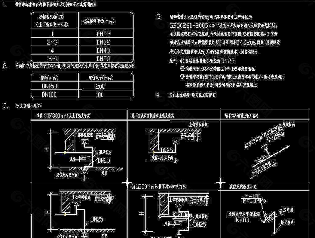 喷淋下喷安装规范图图片