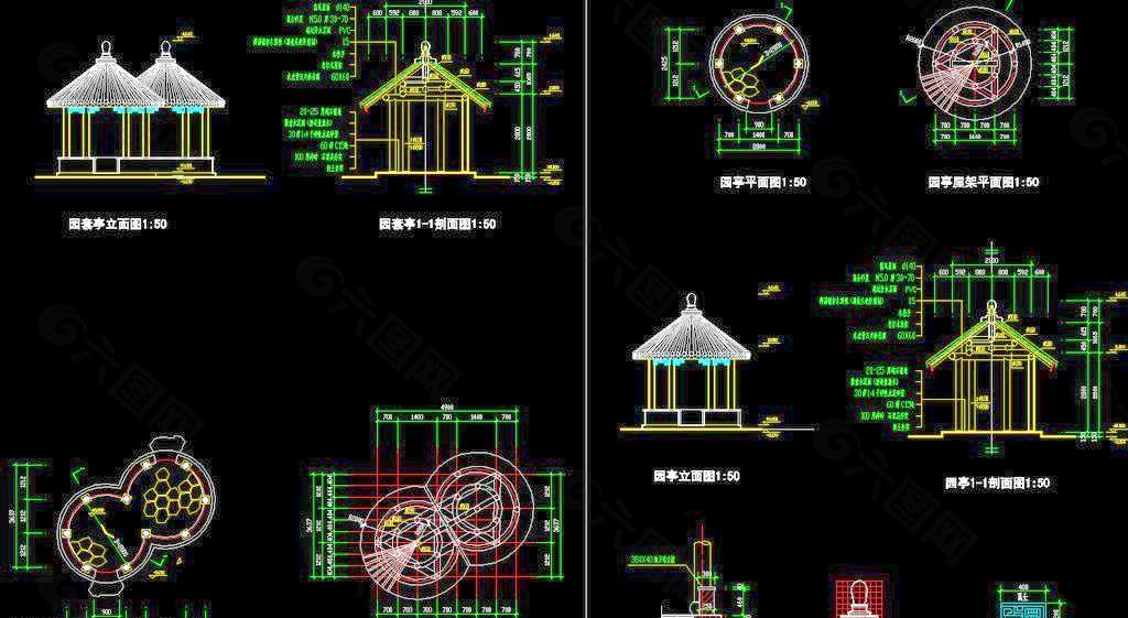 圆套亭立面图