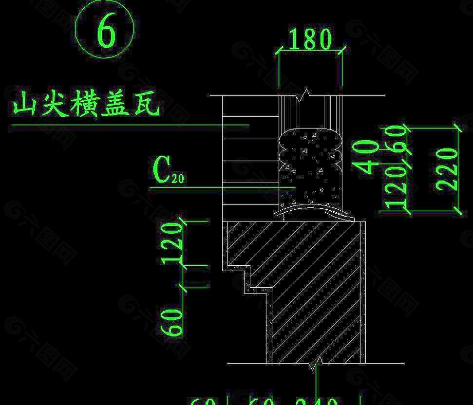 准提庵垂脊截面大样