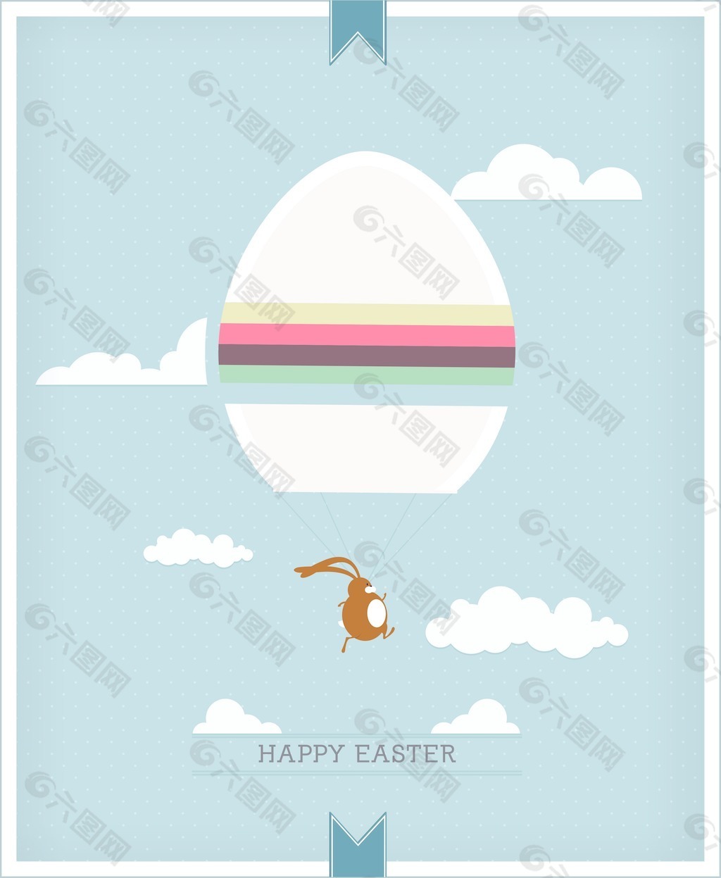 复活节彩蛋和兔子的矢量插图