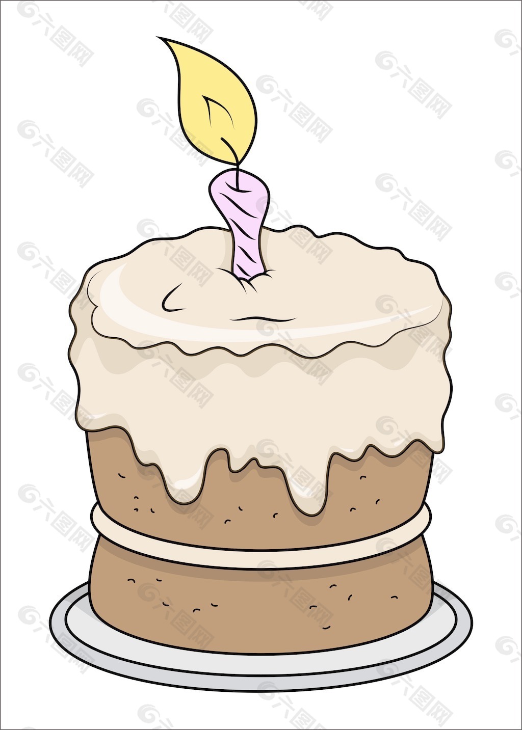 可爱的卡通生日蛋糕矢量插图