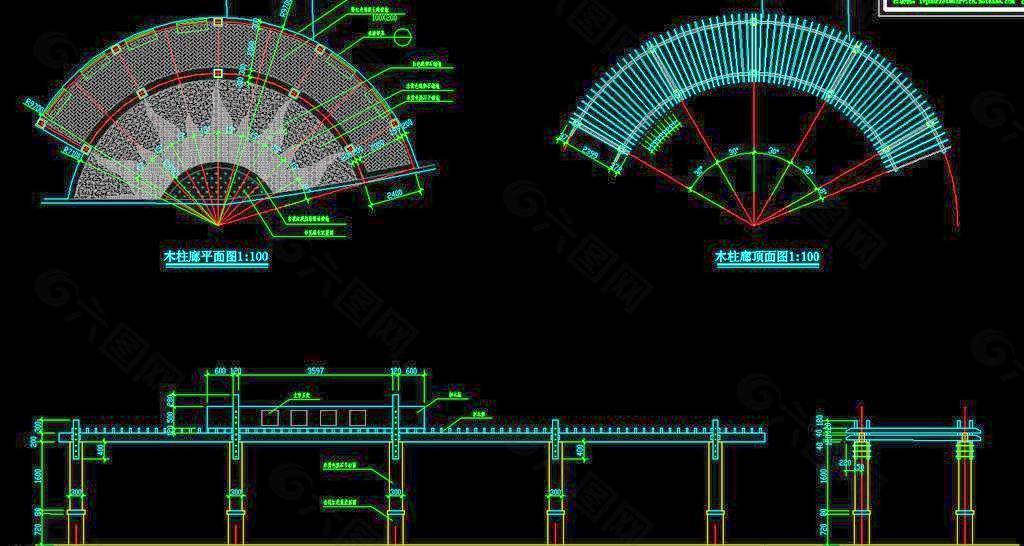 木柱廊施工详图