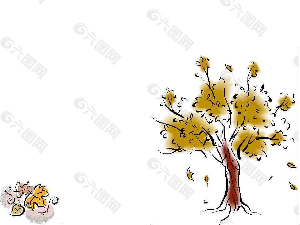 秋天抽象树木背景ppt模板
