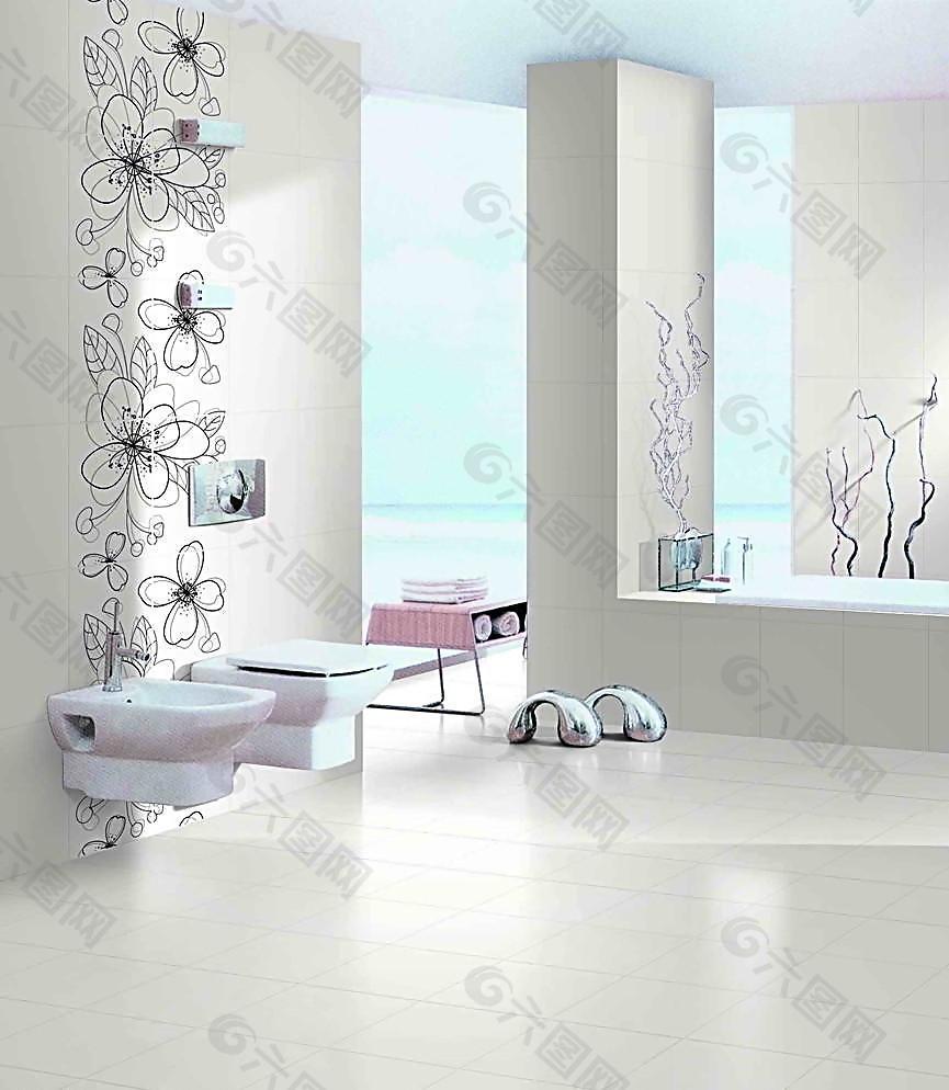卫生间瓷砖铺贴光影分层PSD图片