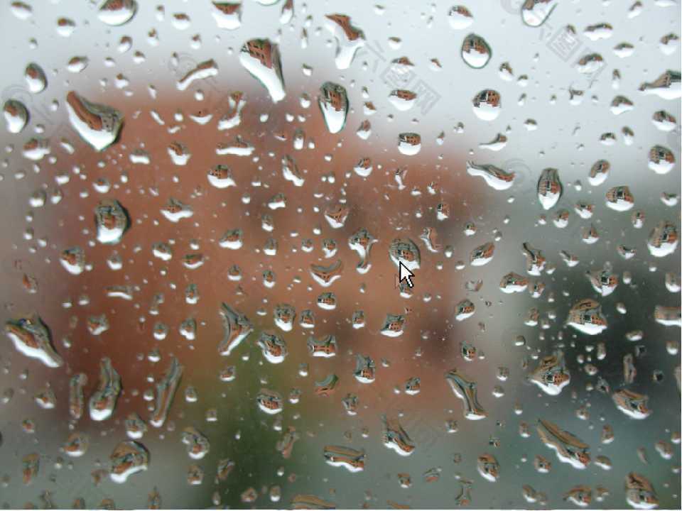 玻璃上的雨滴雨天PPT模板