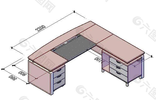 CAD立体班台设计模块