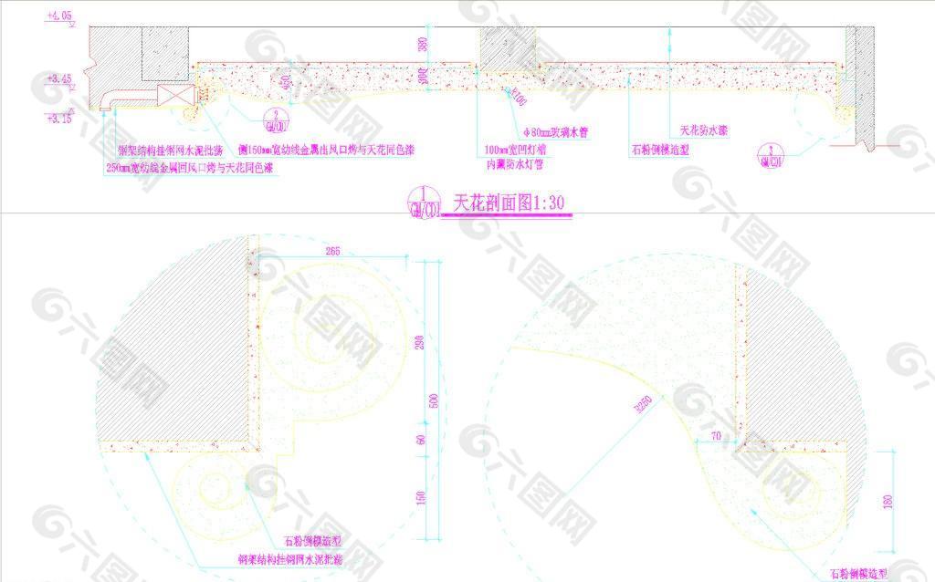 一层男宾桑拿区天花剖面图