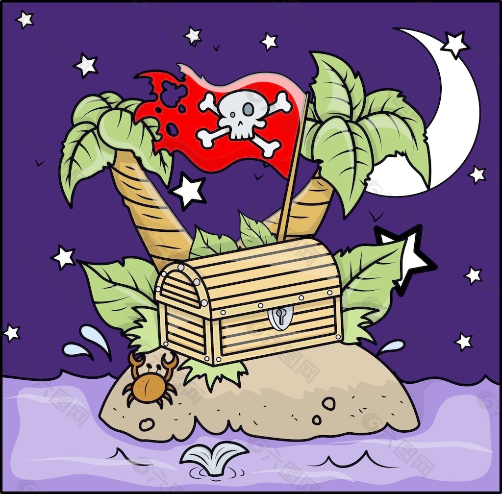 海盗岛-卡通插画矢量