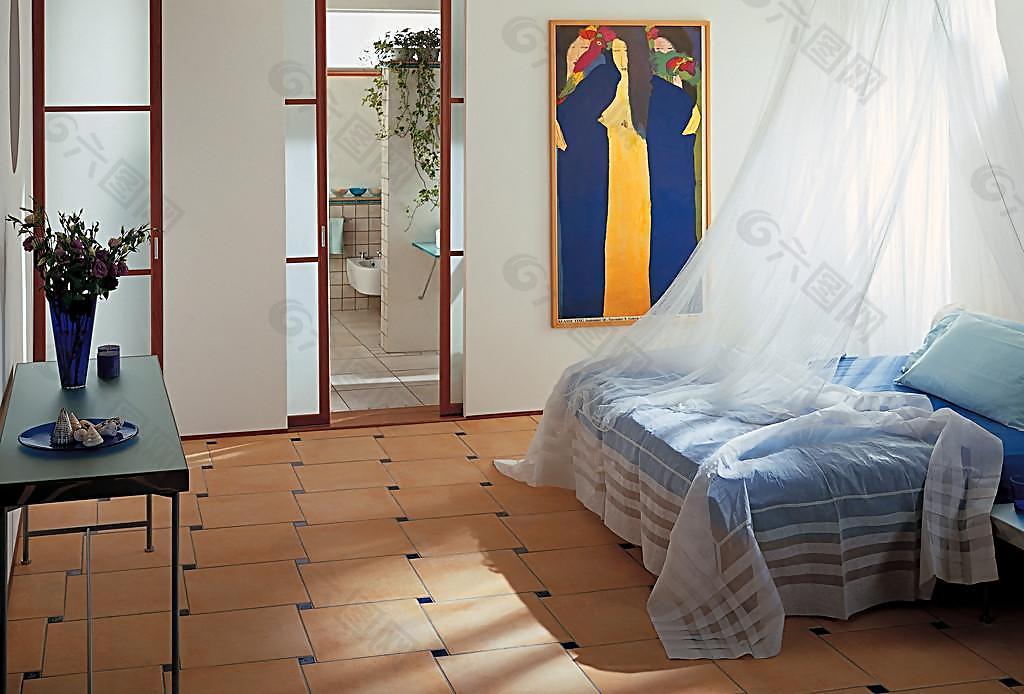 卧室空间瓷砖应用铺贴图