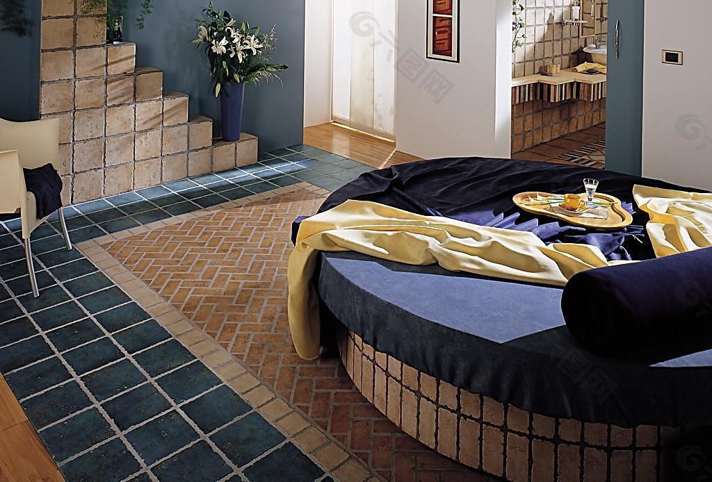 卧室空间瓷砖应用铺贴图
