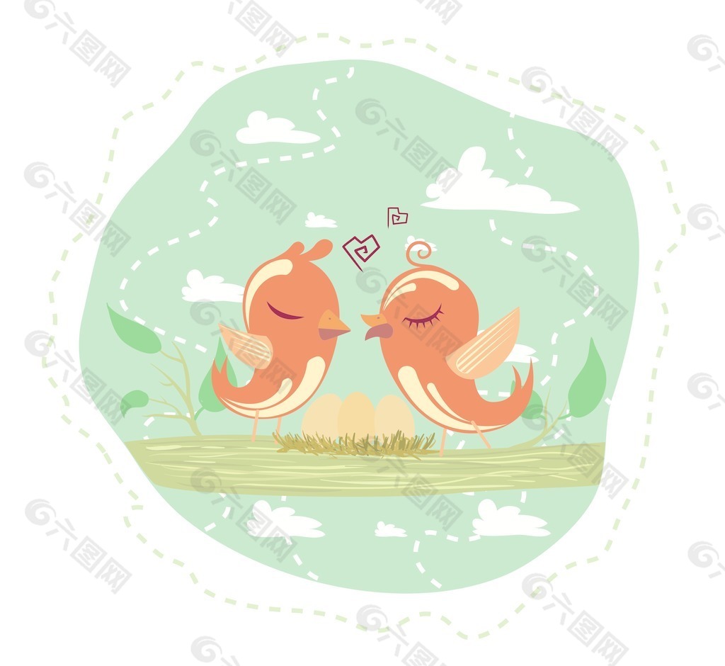 爱情鸟插画矢量
