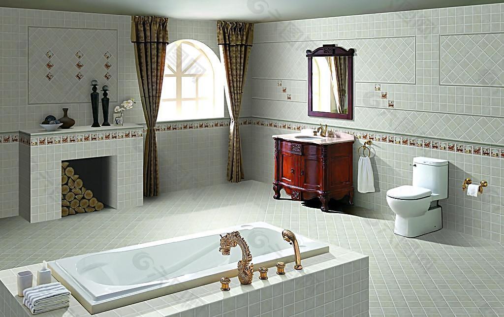 浴室卫生间瓷砖铺贴样板间