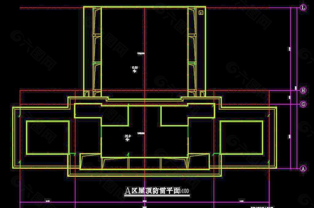 A区屋顶防雷平面