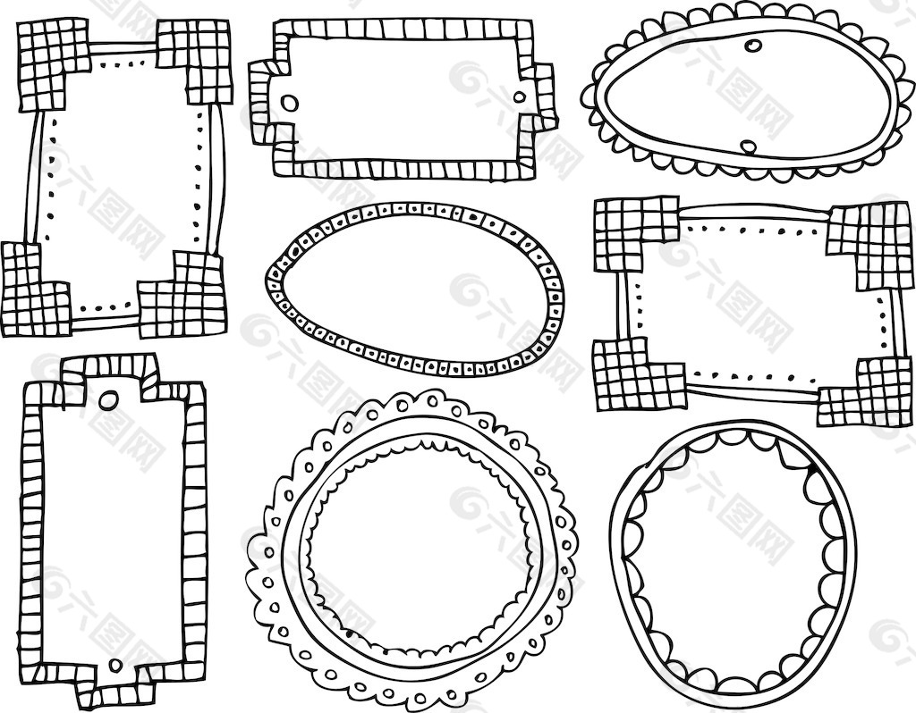 套老式帧矢量插画