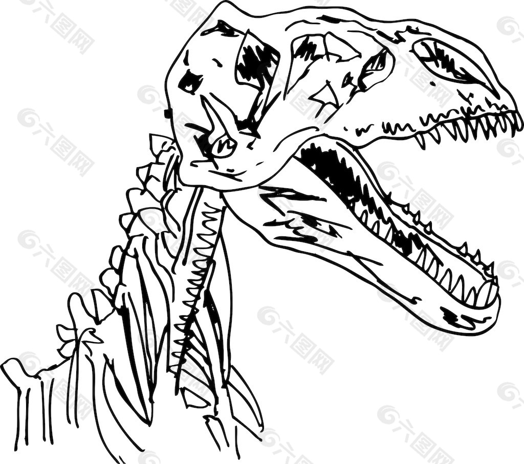 恐龙骨骼简笔画儿童画图片