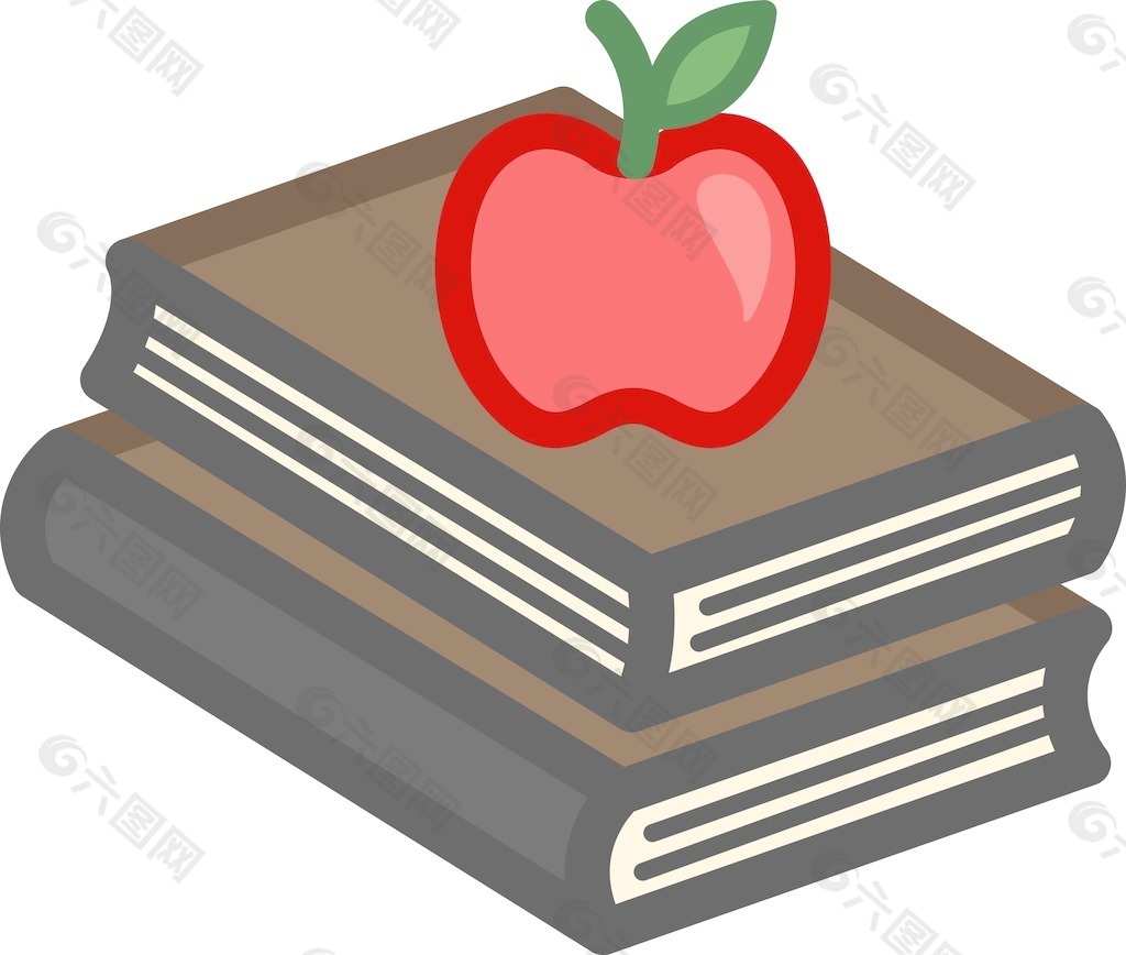 苹果对书籍的卡通