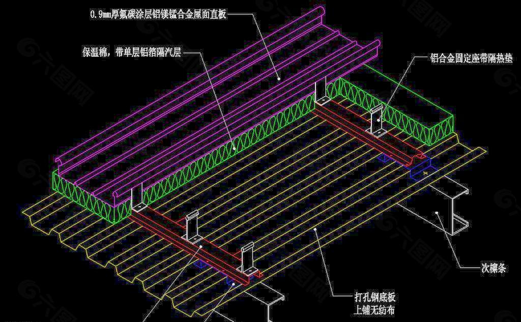 奥运摔跤馆 屋面结构示意图