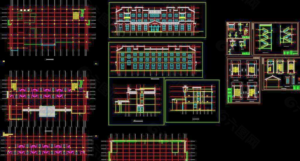 现代徽派宾馆建筑施工图