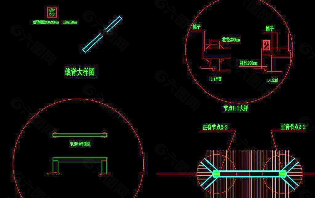 古城门建筑施工图 节点大样