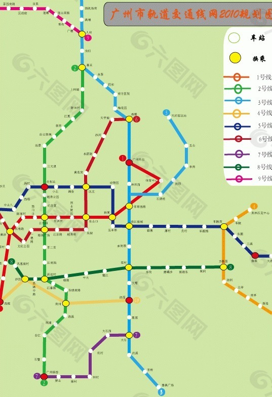 2010最新广州地铁线路图矢量