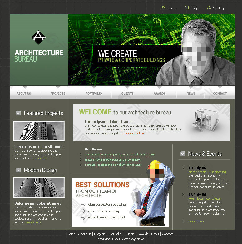 建设规划师网页psd模板