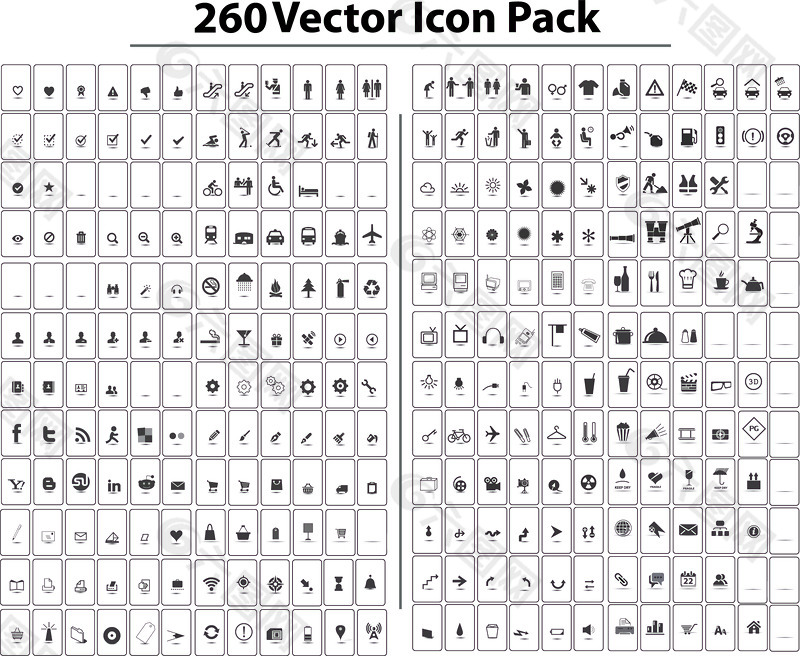 260个免费矢量图标包