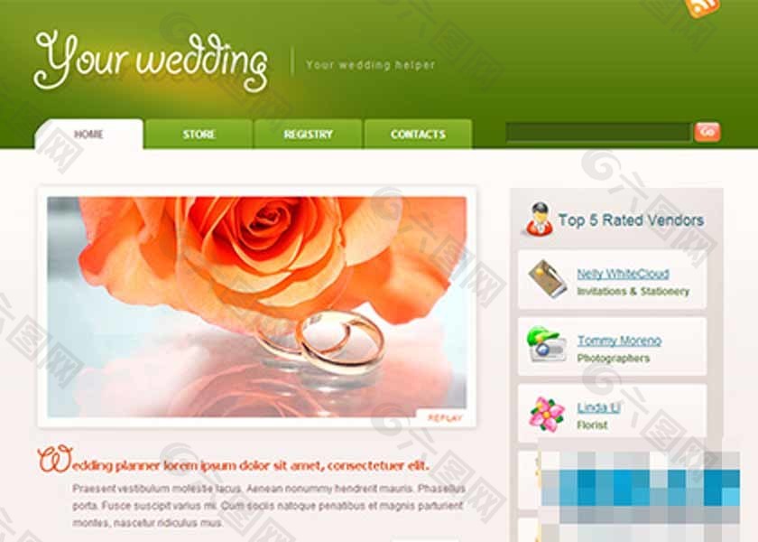 漂亮的绿色恋爱结婚博客模板