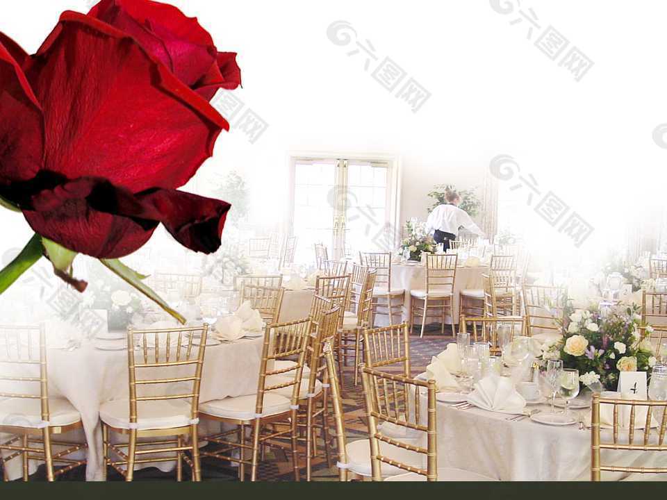 婚庆婚宴红色玫瑰之约精美PPT模板