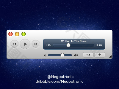 苹果电脑音乐播放器界面PSD素材