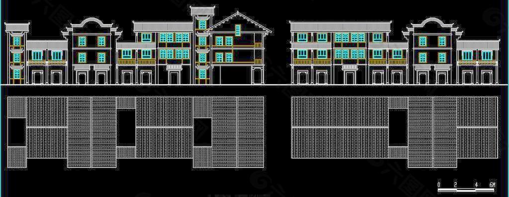 仿古建标准农民居商业街住宅全套图