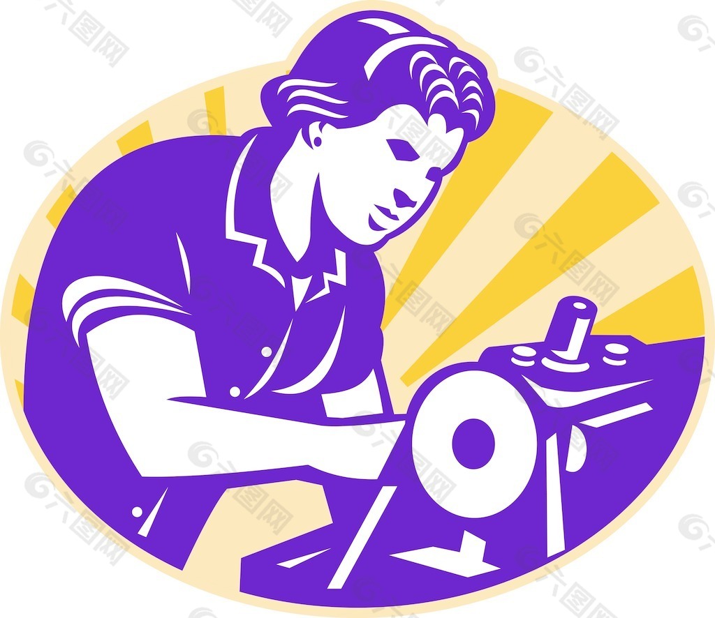 女裁缝工人缝纫机的机械师
