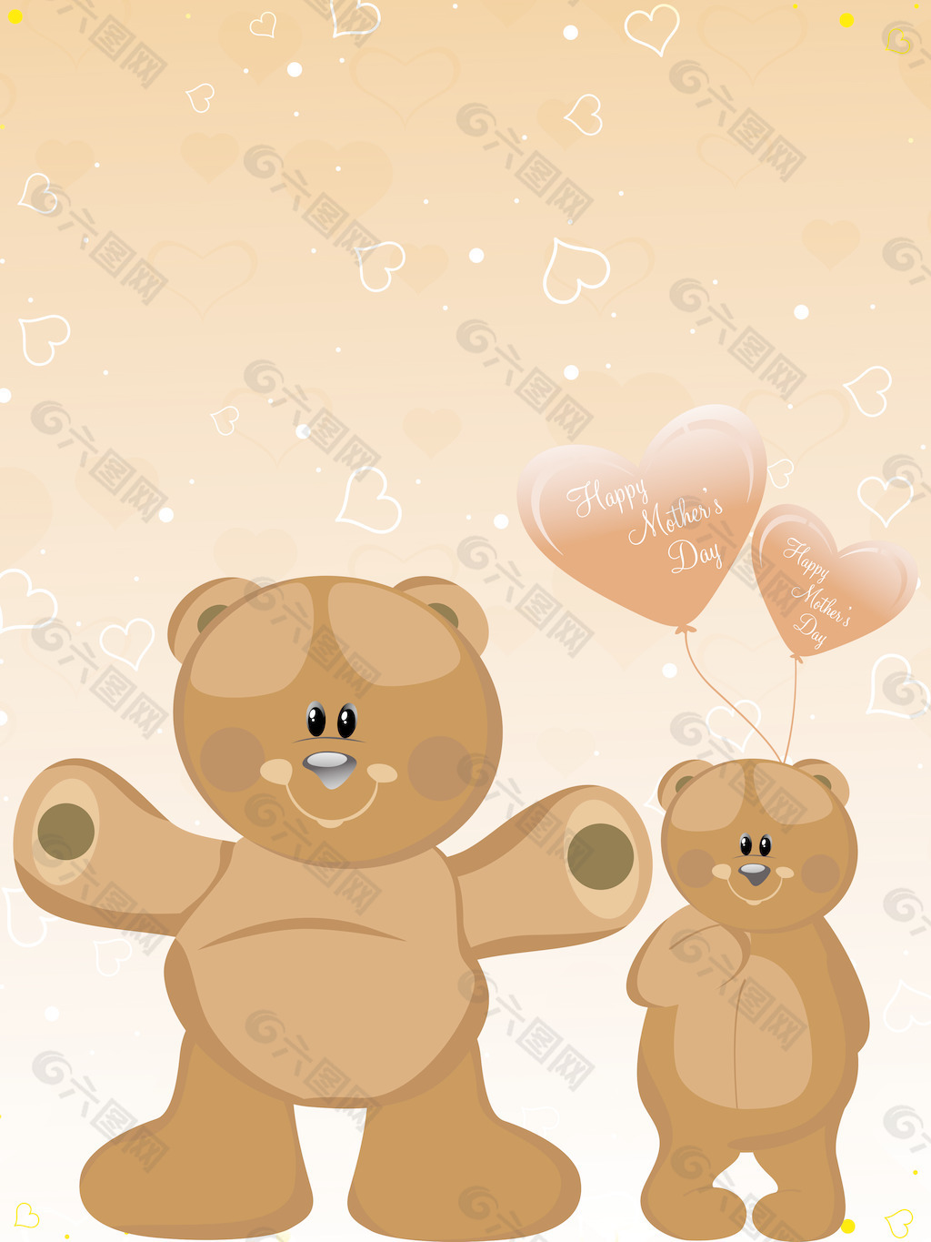 卡通泰迪熊和蝴蝶气球矢量图片素材-编号25710357-图行天下