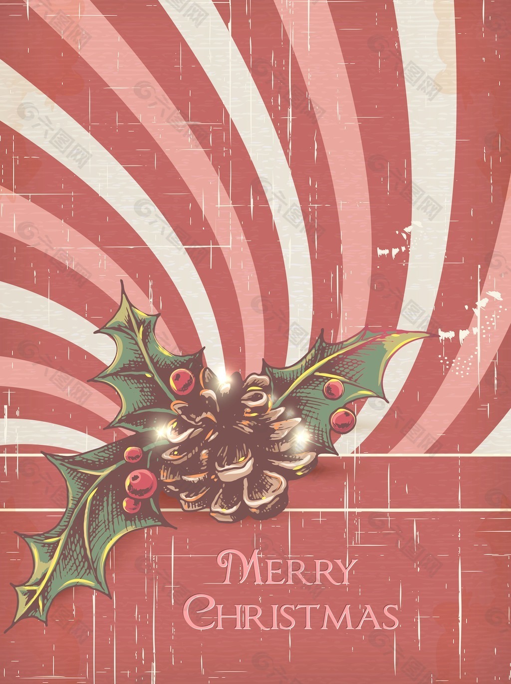 木纹铃铛松果绿叶红色装饰圣诞树圣诞节图片下载 - 觅知网