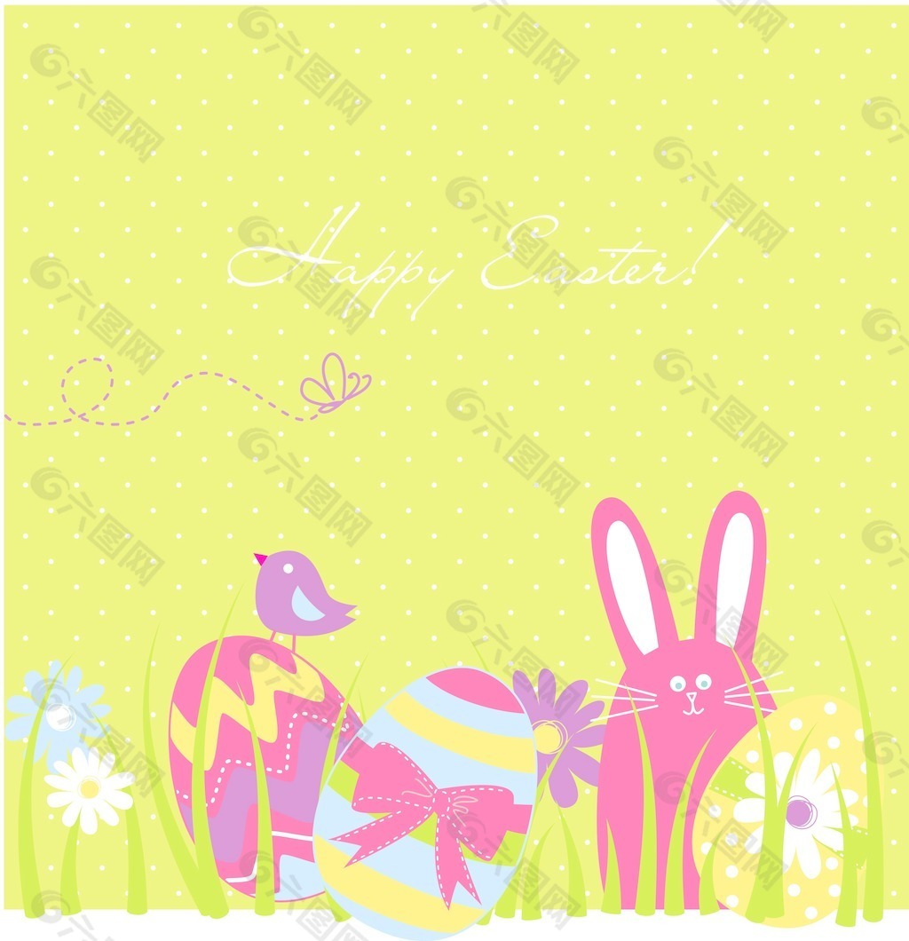 复活节的背景和可爱的兔子