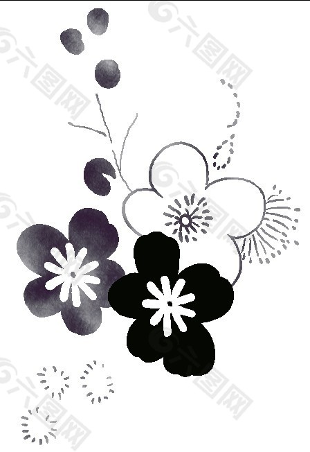 黑白线条花