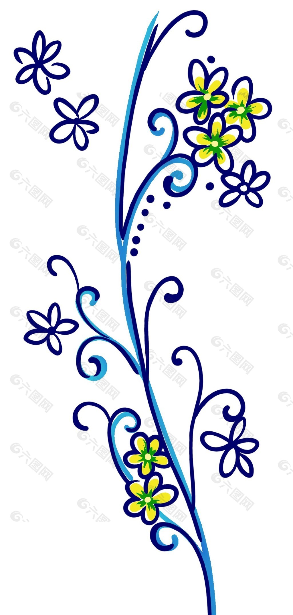 蓝色线条花