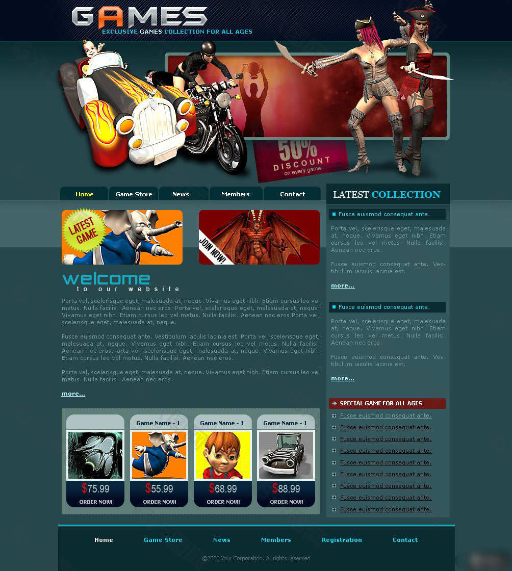 动漫游戏网页设计