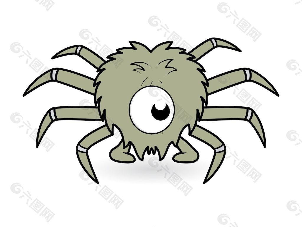 一个有趣的卡通矢量眼蜘蛛