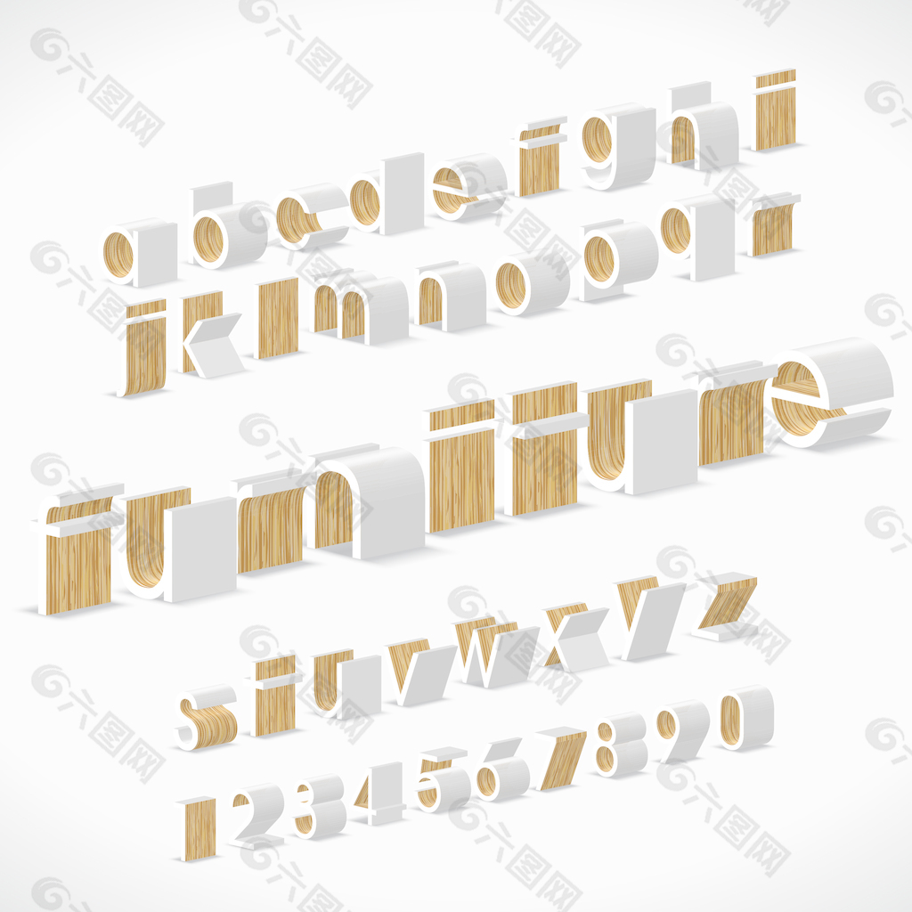 向量的字母形状的家具