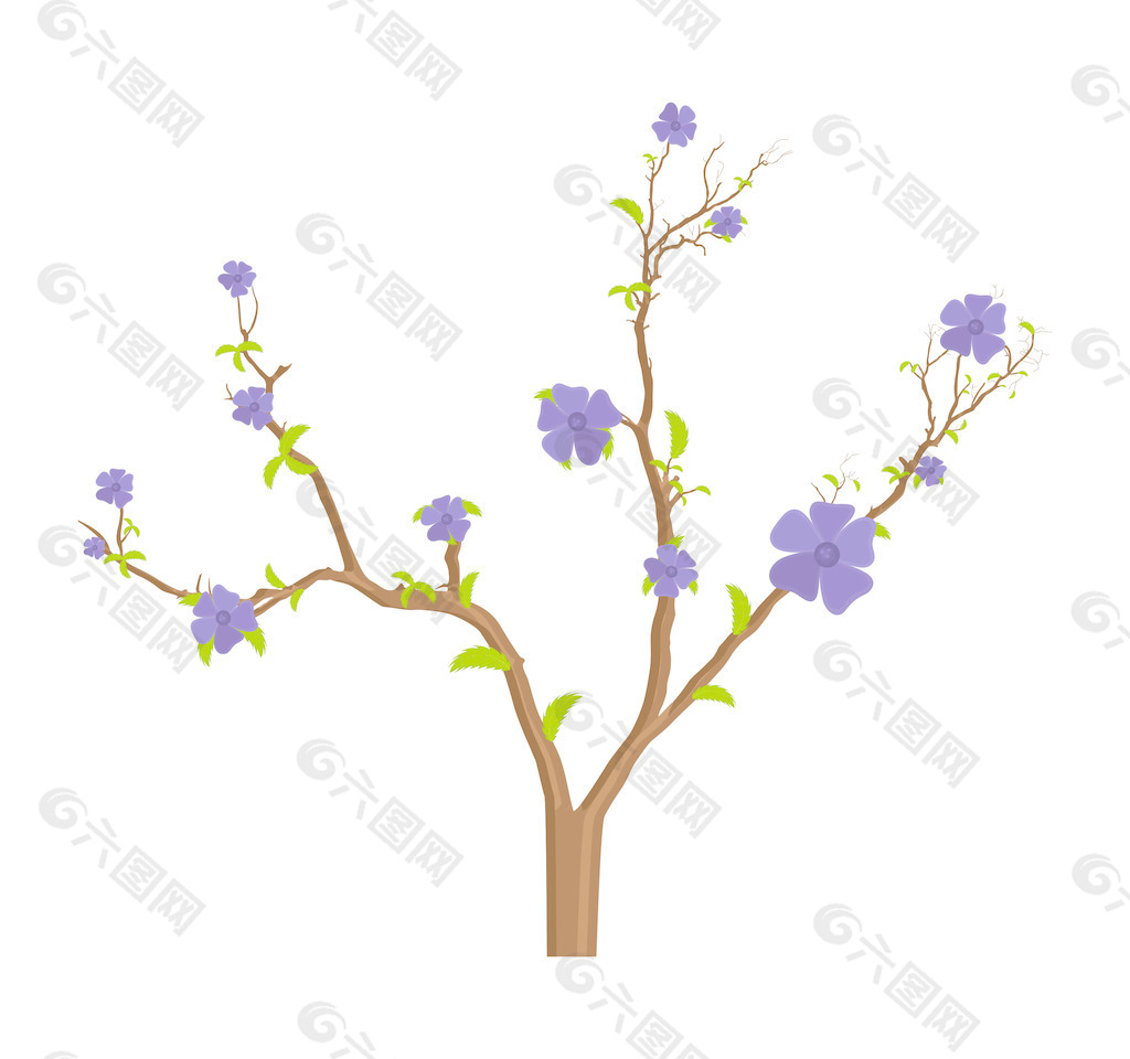紫色花朵的树枝