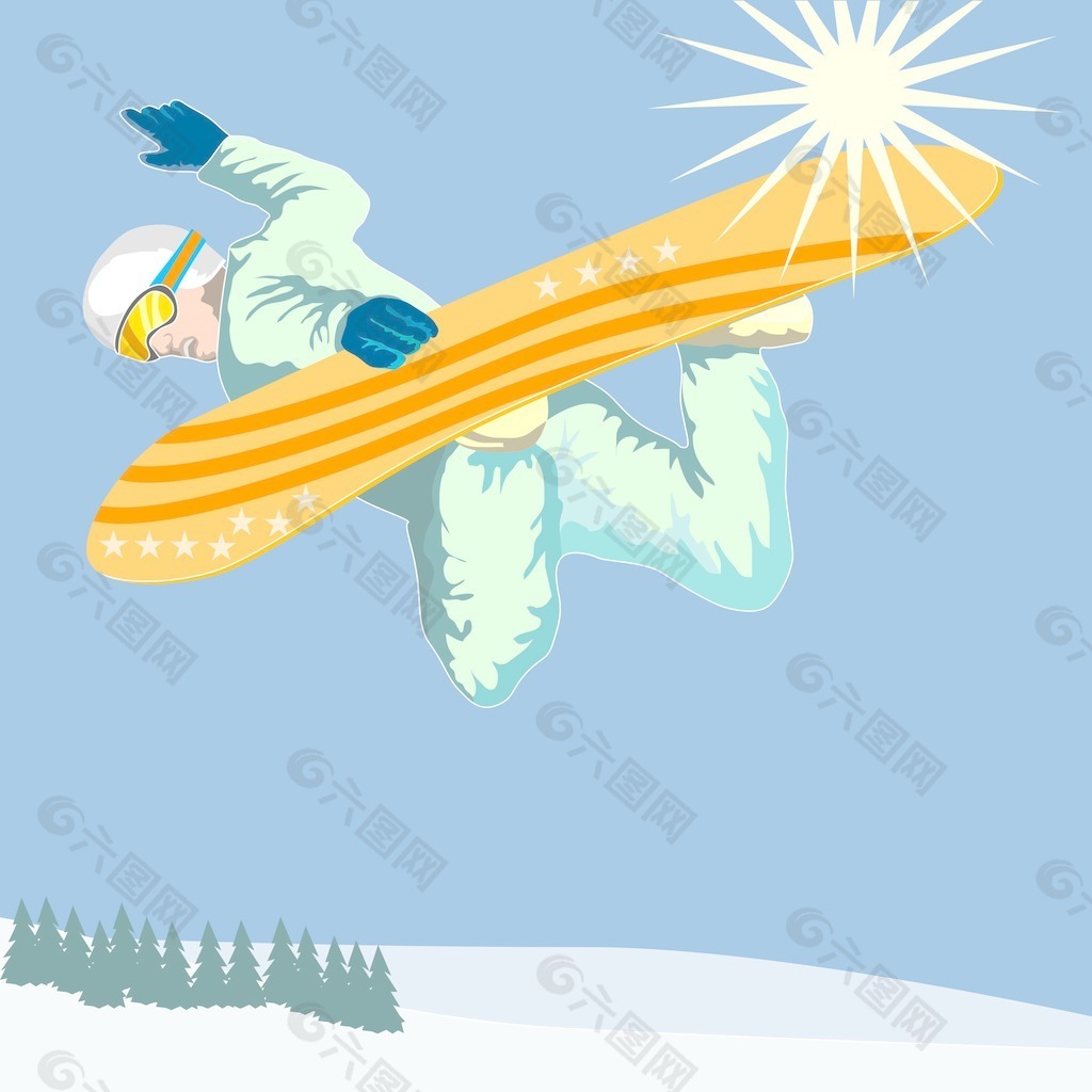滑雪板在空气