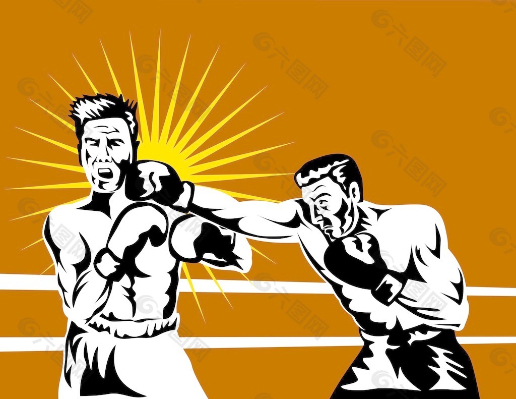 拳击手连接重拳