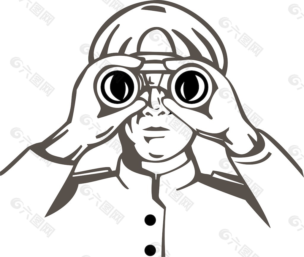 男性看望远镜