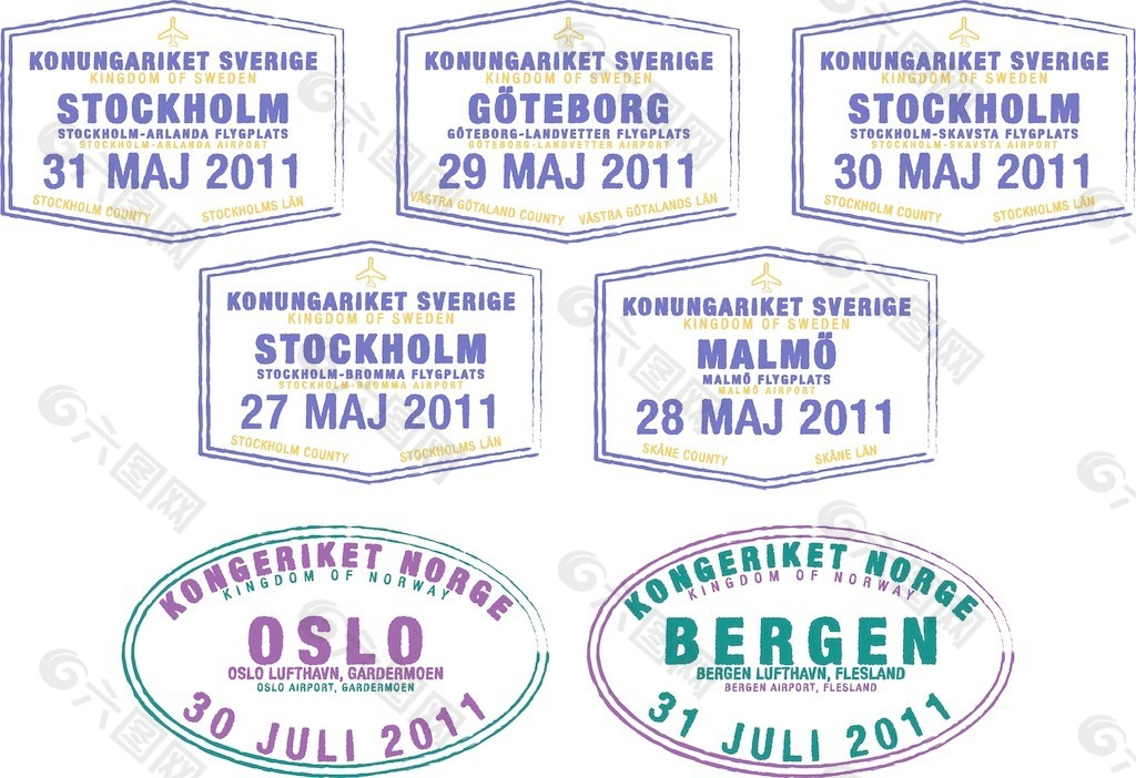 在矢量格式从瑞典和挪威护照