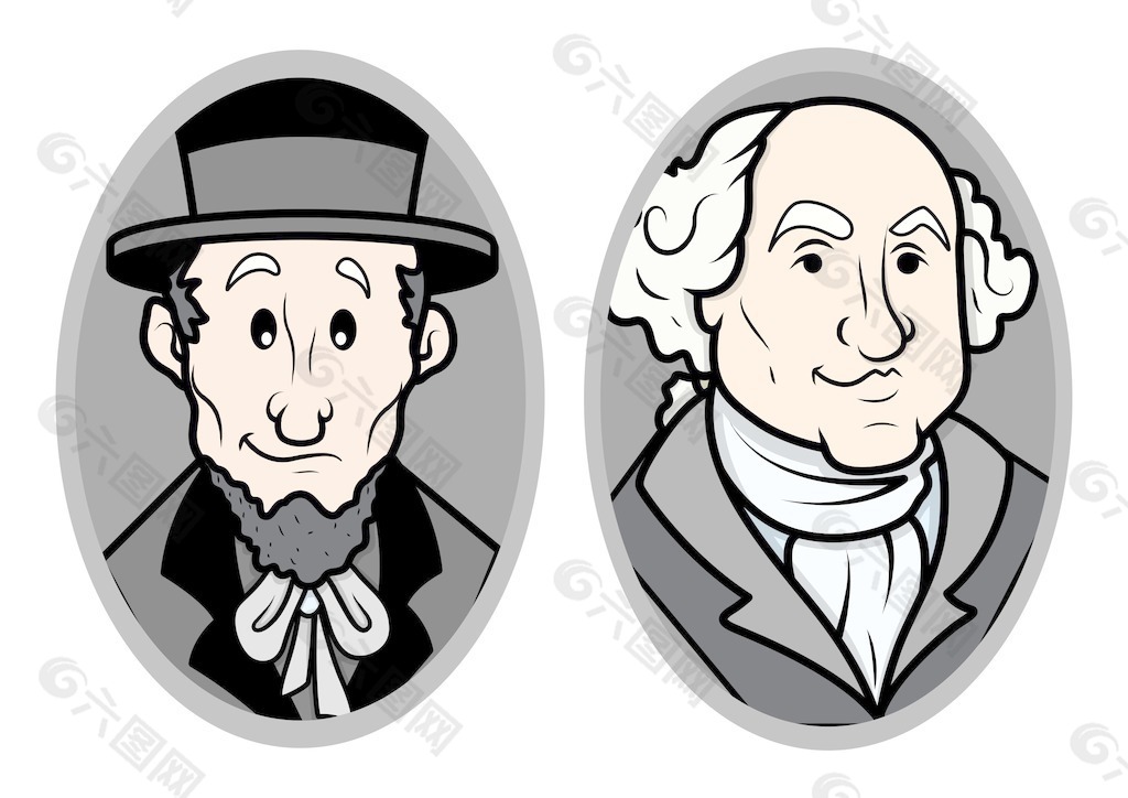 说明向量肖像乔治华盛顿和林肯