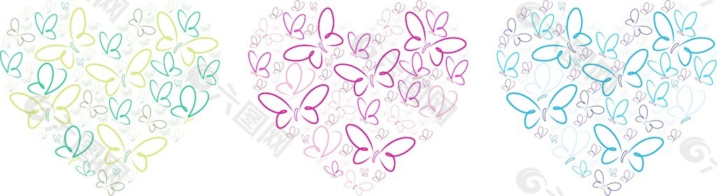 手绘蝴蝶矢量格式的一个心的形状