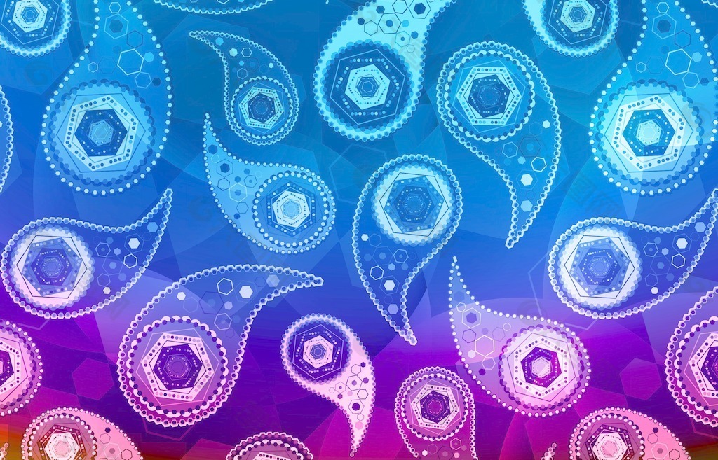丰富多彩的花纹壁纸插画矢量