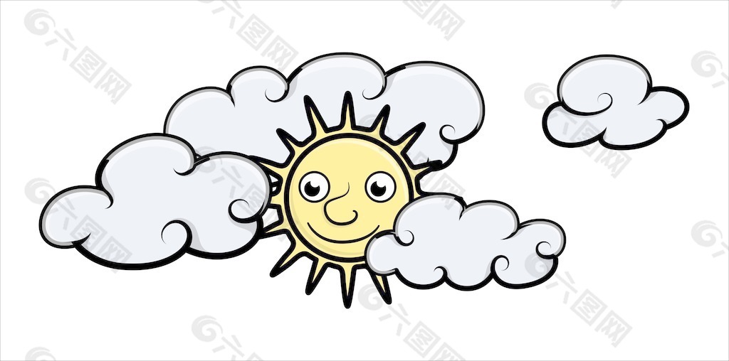 太阳和云的卡通